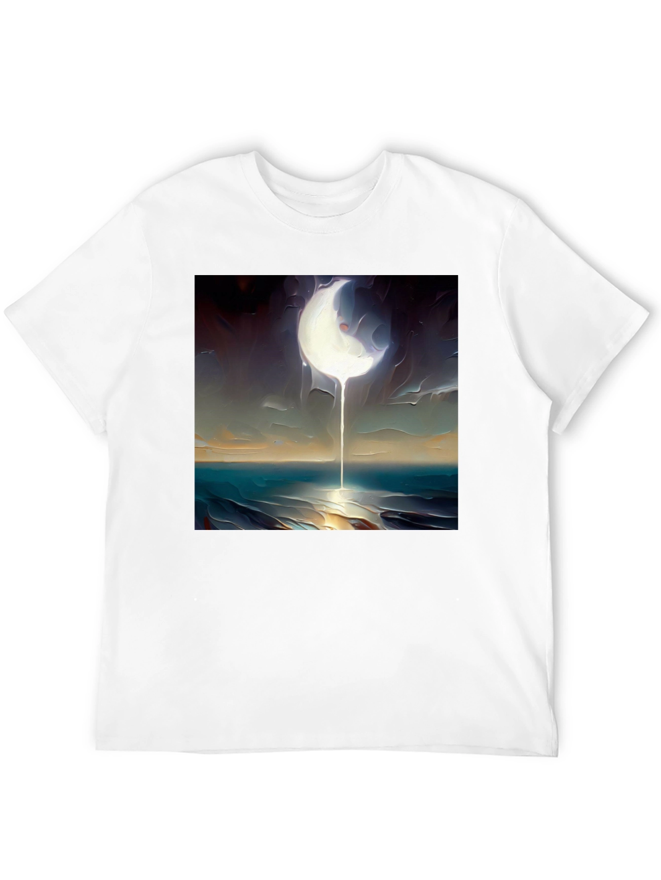 Abstract Moonscape Graphic Tee - Black Cotton Casual