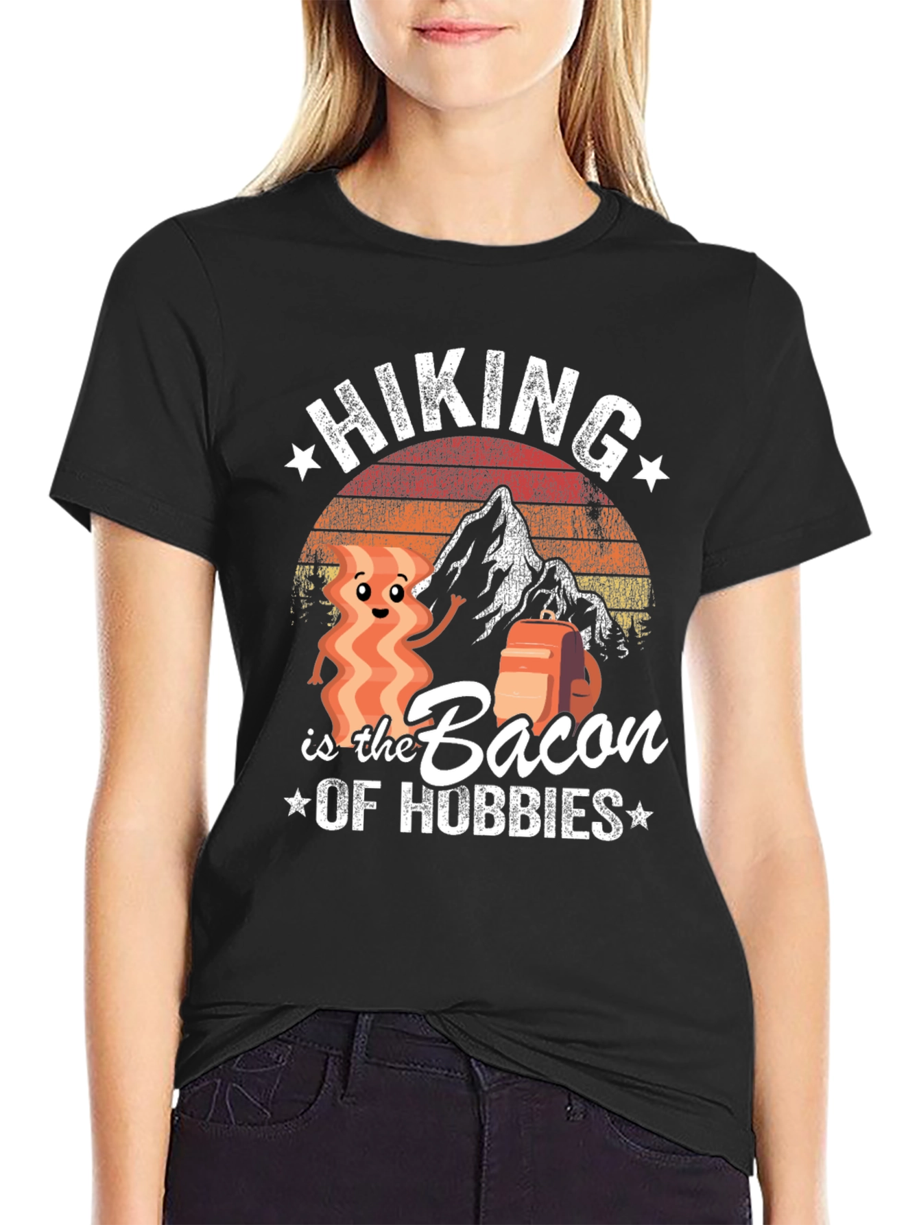 Hiking is the Bacon of Hobbies Graphic T-Shirt