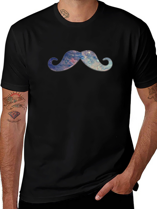 Cosmic Mustache Graphic T-Shirt - Black