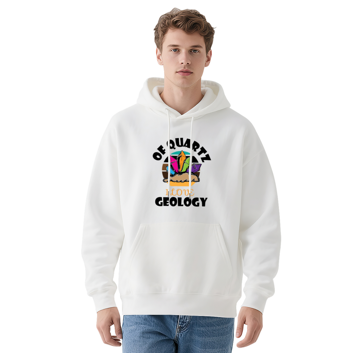 Colorful Crystal Geodes Healing Stones Graphic Hoodie - Crystal Lover Pullover Sweatshirt