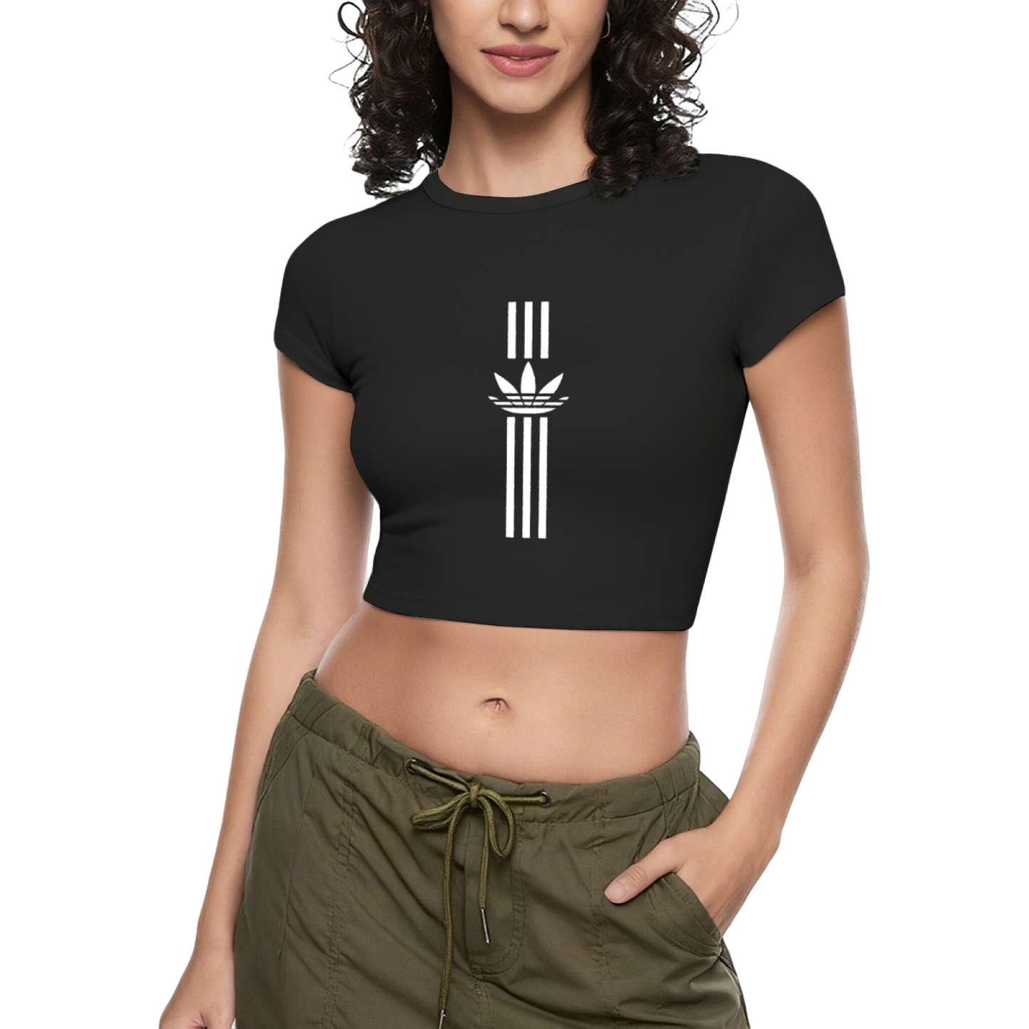 Vertical Trefoil Logo Sporty Hot Pink Crop Top