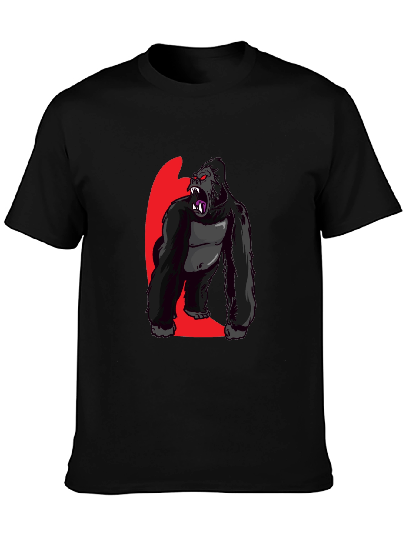 Graphic Gorilla Print Black T-Shirt
