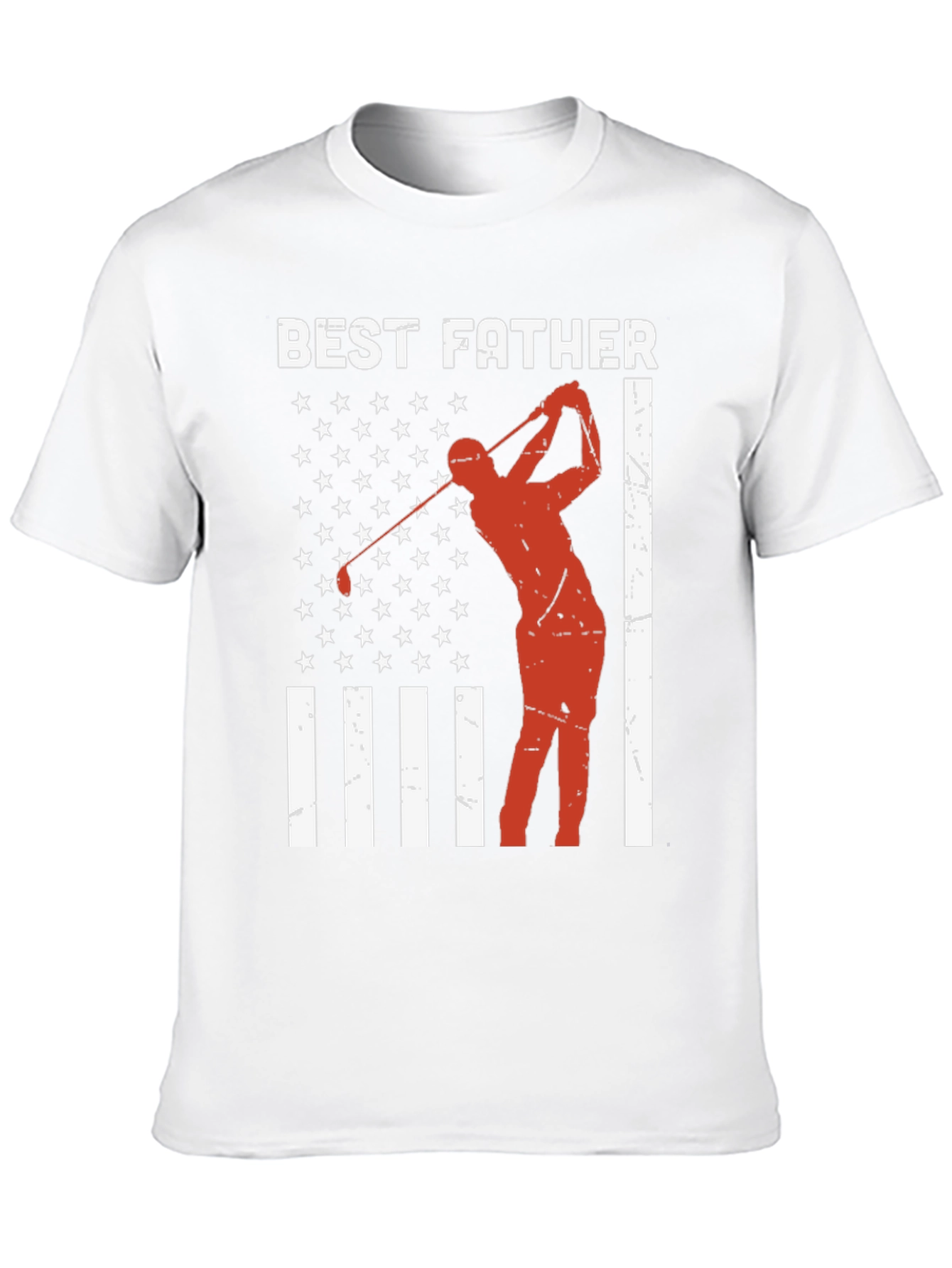 Best Father Golf T-Shirt - American Flag Design