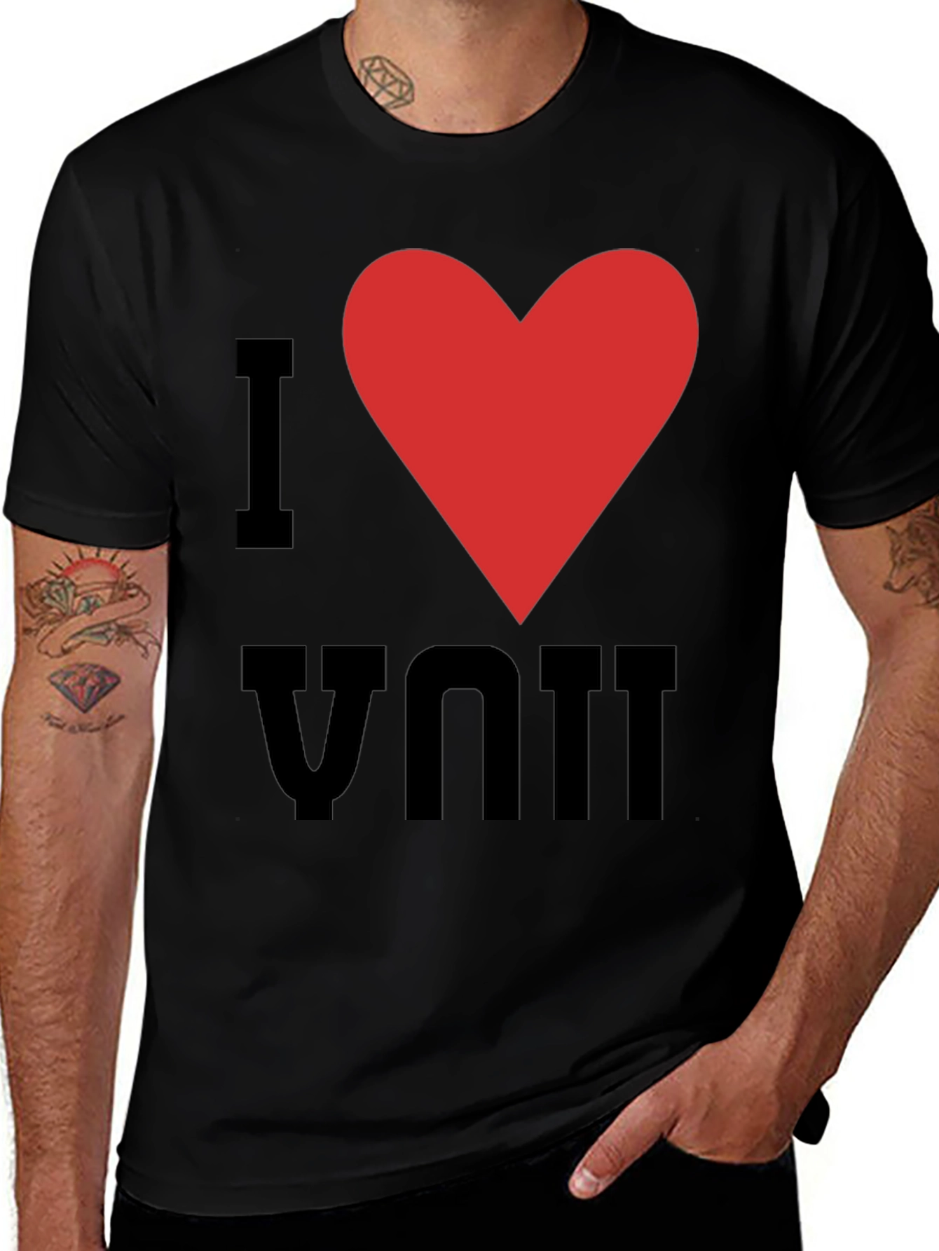 I Heart You Graphic Tee - Black Cotton T-Shirt