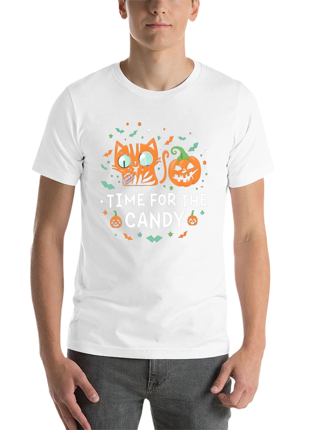 Halloween Cat & Pumpkin Time for Candy T-Shirt