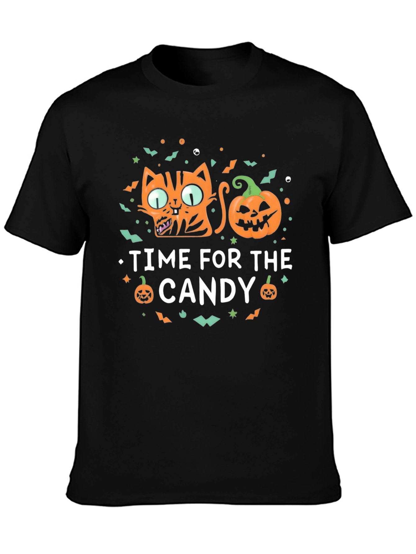 Halloween Cat & Pumpkin Time for Candy T-Shirt