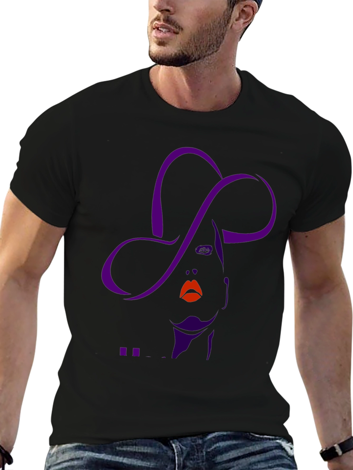 Stylish Graphic Tee - Woman with Hat