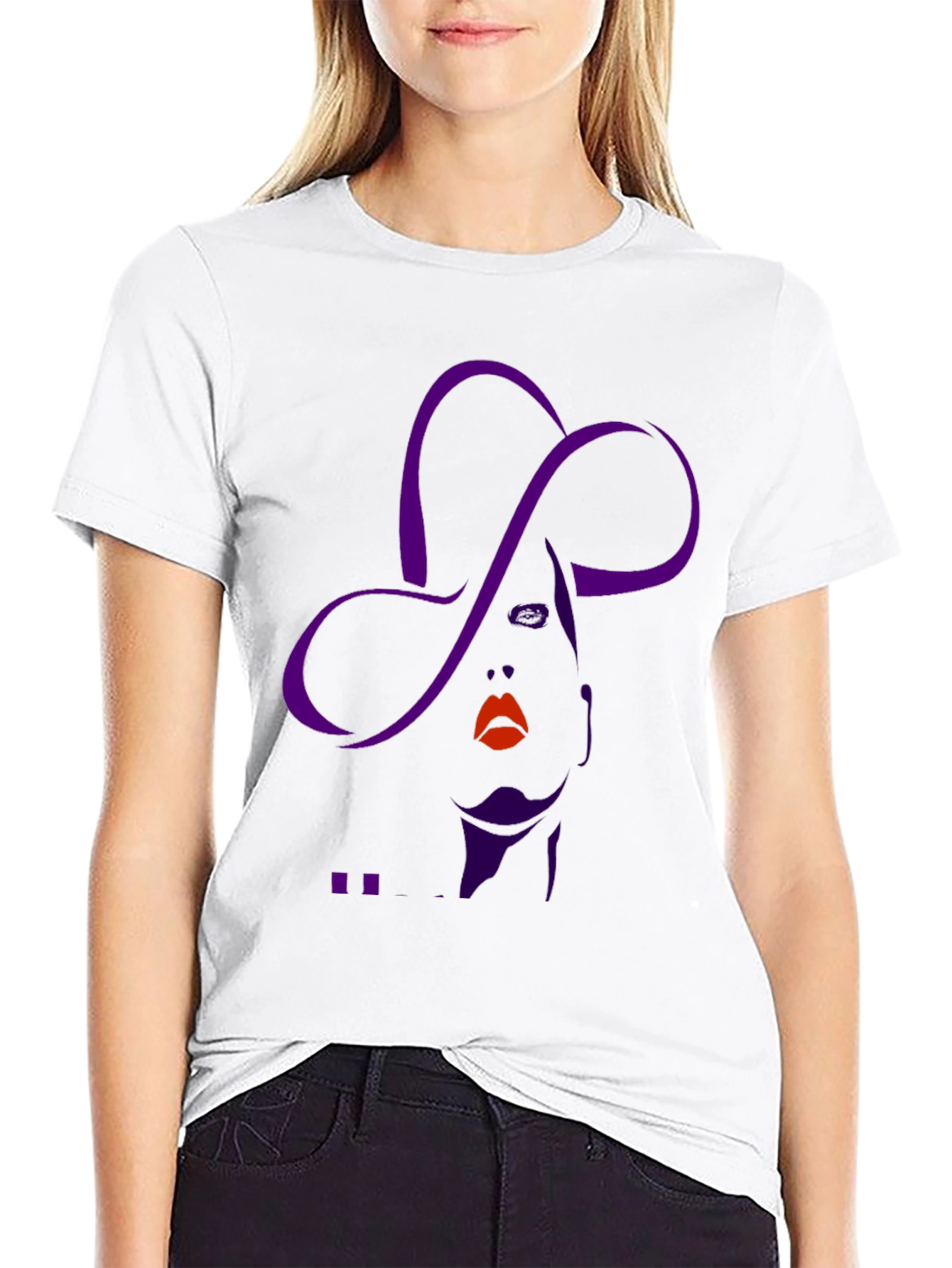 Stylish Graphic Tee - Woman with Hat