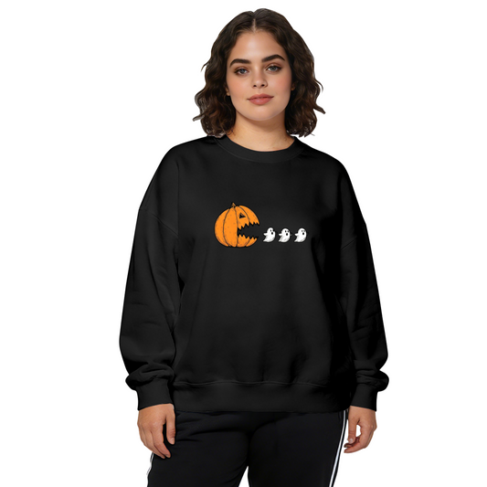 Funny Jack?O?Lantern Chasing Little Ghosts Halloween Crewneck Sweatshirt