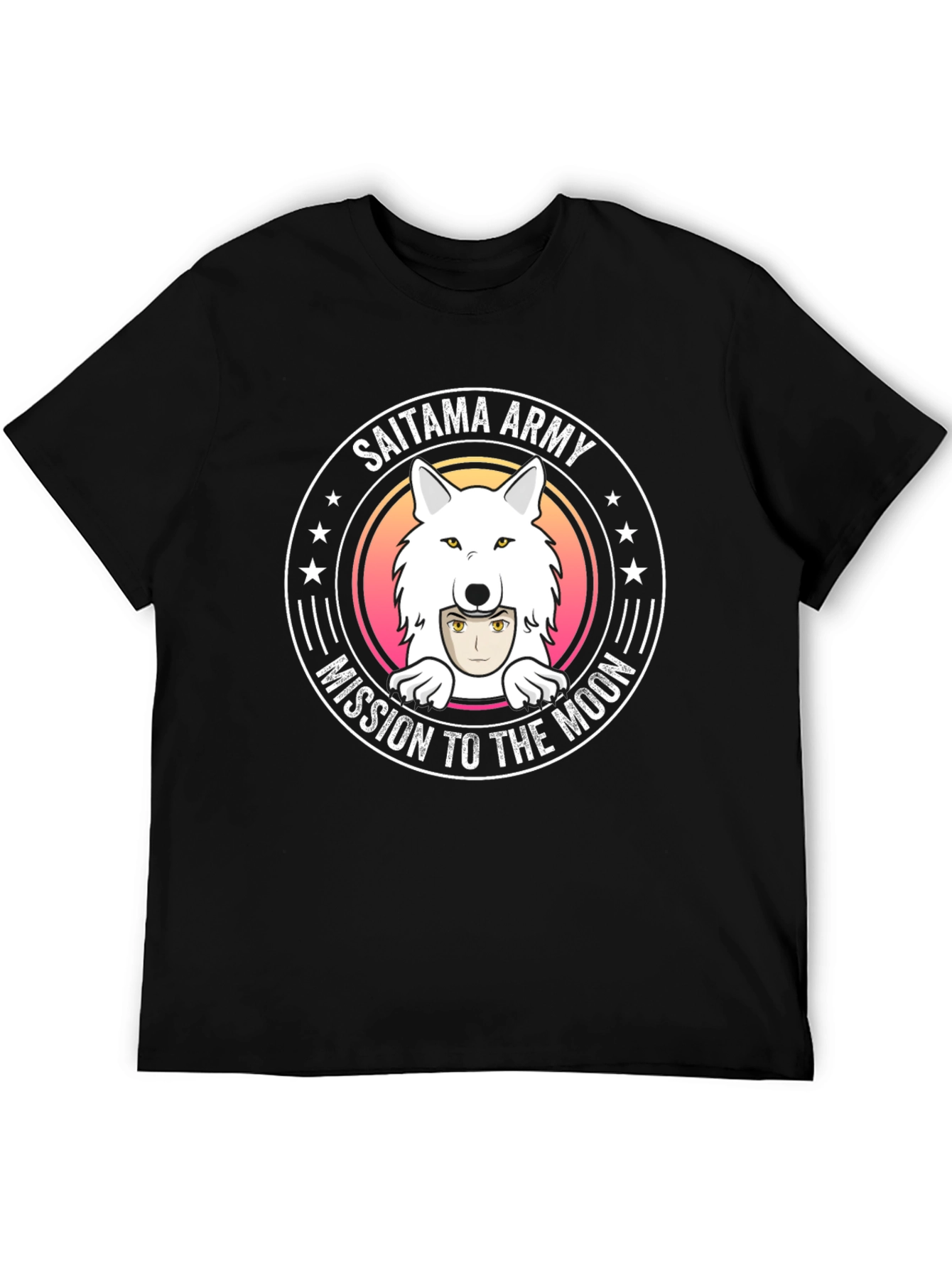 Saitama Army Mission to the Moon Black T-Shirt