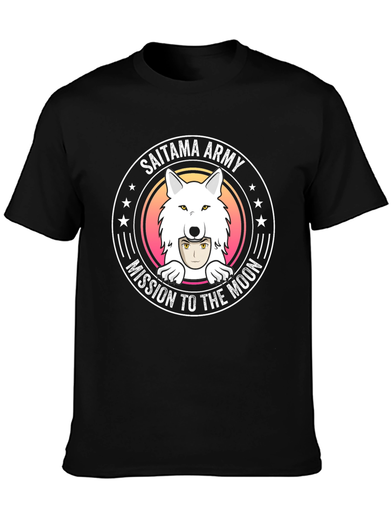 Saitama Army Mission to the Moon Black T-Shirt