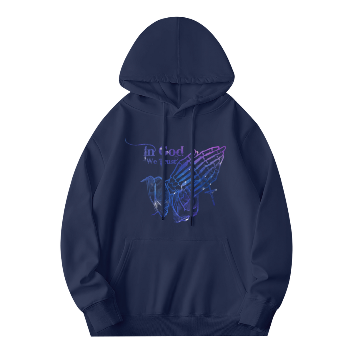 Neon Praying Hands In God We Trust Graphic Hoodie - Christian Faith Pullover