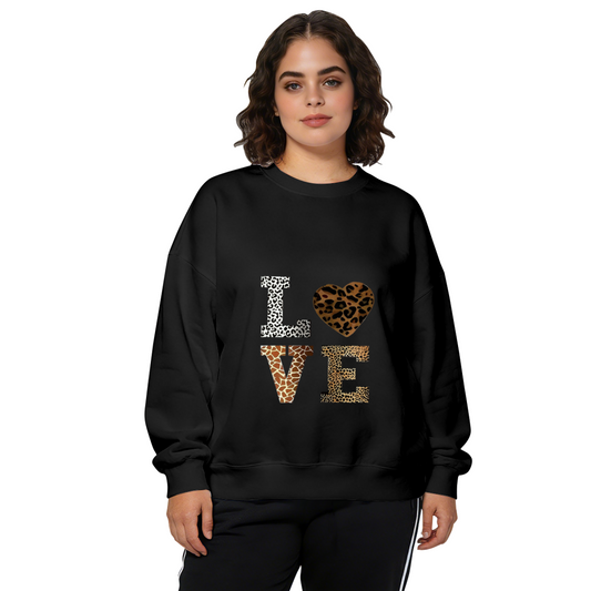 Leopard Print LOVE Letter Crewneck Sweatshirt