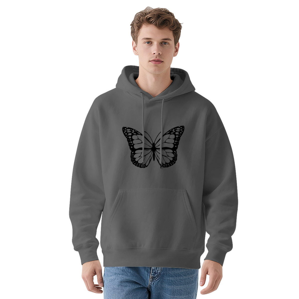 Monarch Butterfly Wings Nature Graphic Hoodie - Butterfly Lover Pullover Sweatshirt