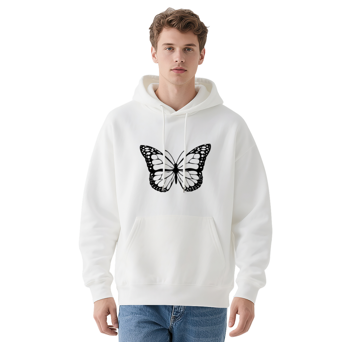 Monarch Butterfly Wings Nature Graphic Hoodie - Butterfly Lover Pullover Sweatshirt