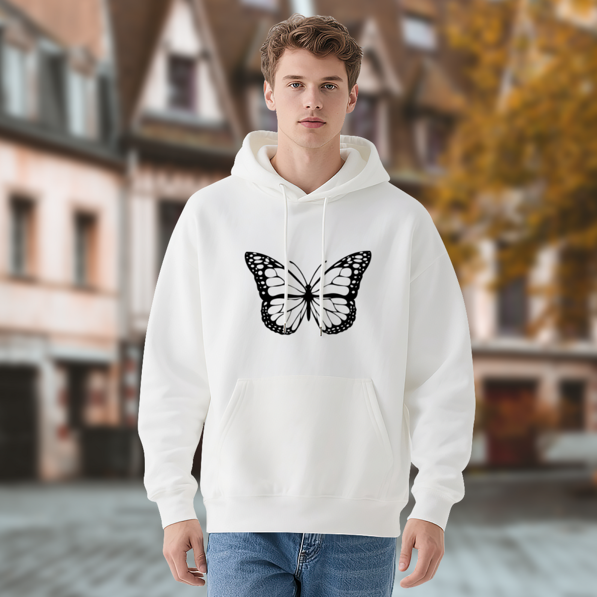 Monarch Butterfly Wings Nature Graphic Hoodie - Butterfly Lover Pullover Sweatshirt