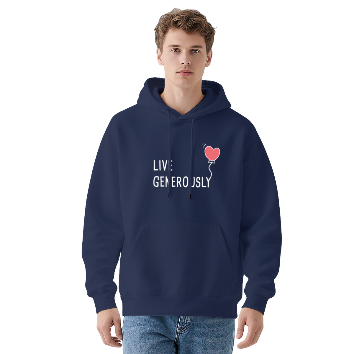 Live Generously Heart Balloon Positive Vibe Hoodie