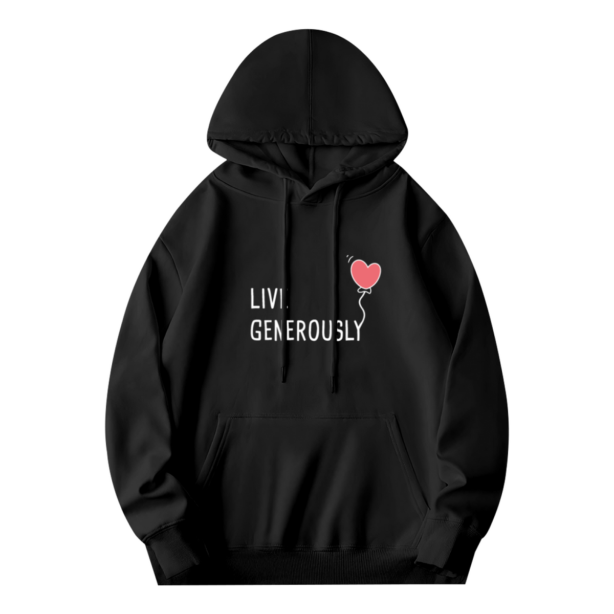 Live Generously Heart Balloon Positive Vibe Hoodie
