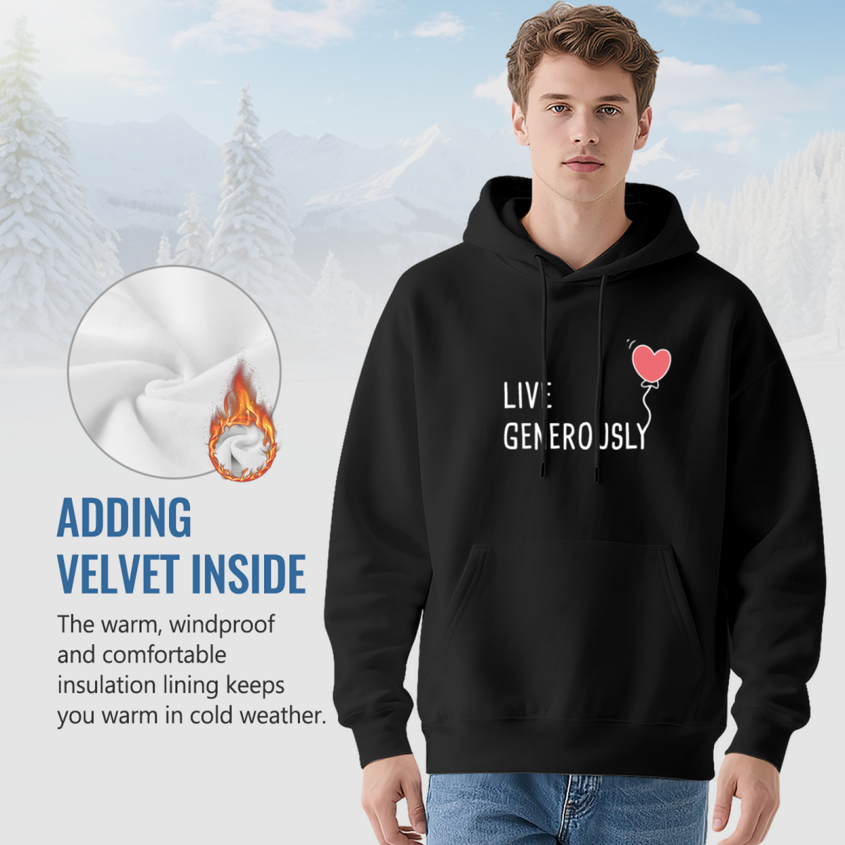 Live Generously Heart Balloon Positive Vibe Hoodie