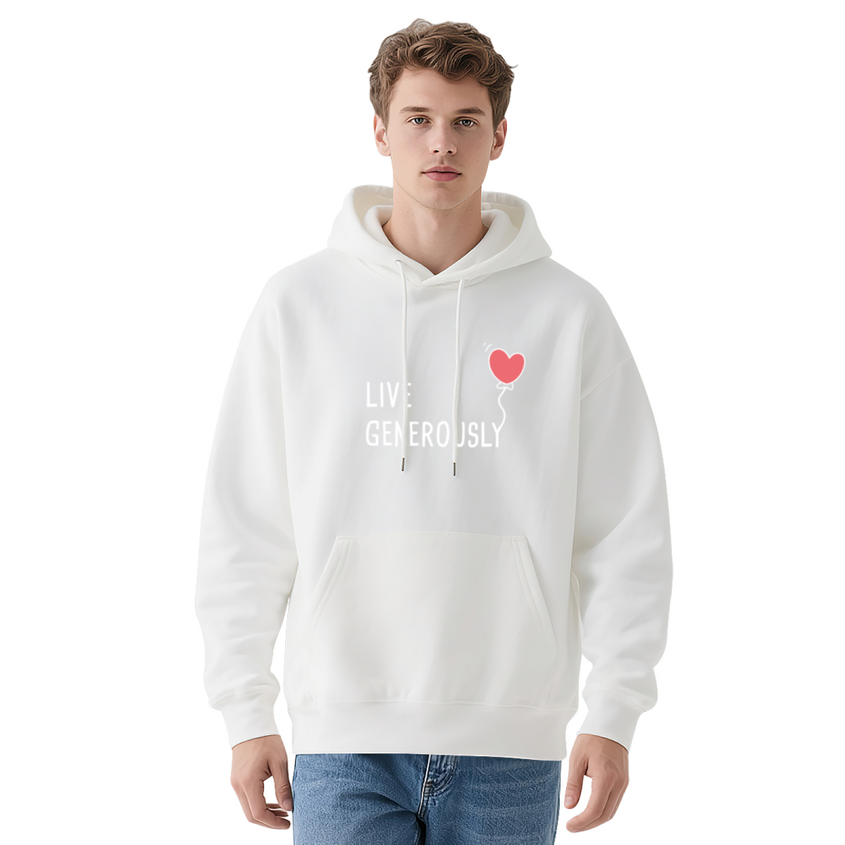 Live Generously Heart Balloon Positive Vibe Hoodie