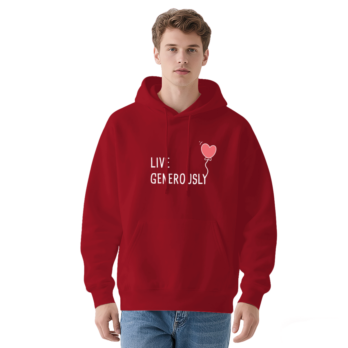 Live Generously Heart Balloon Positive Vibe Hoodie