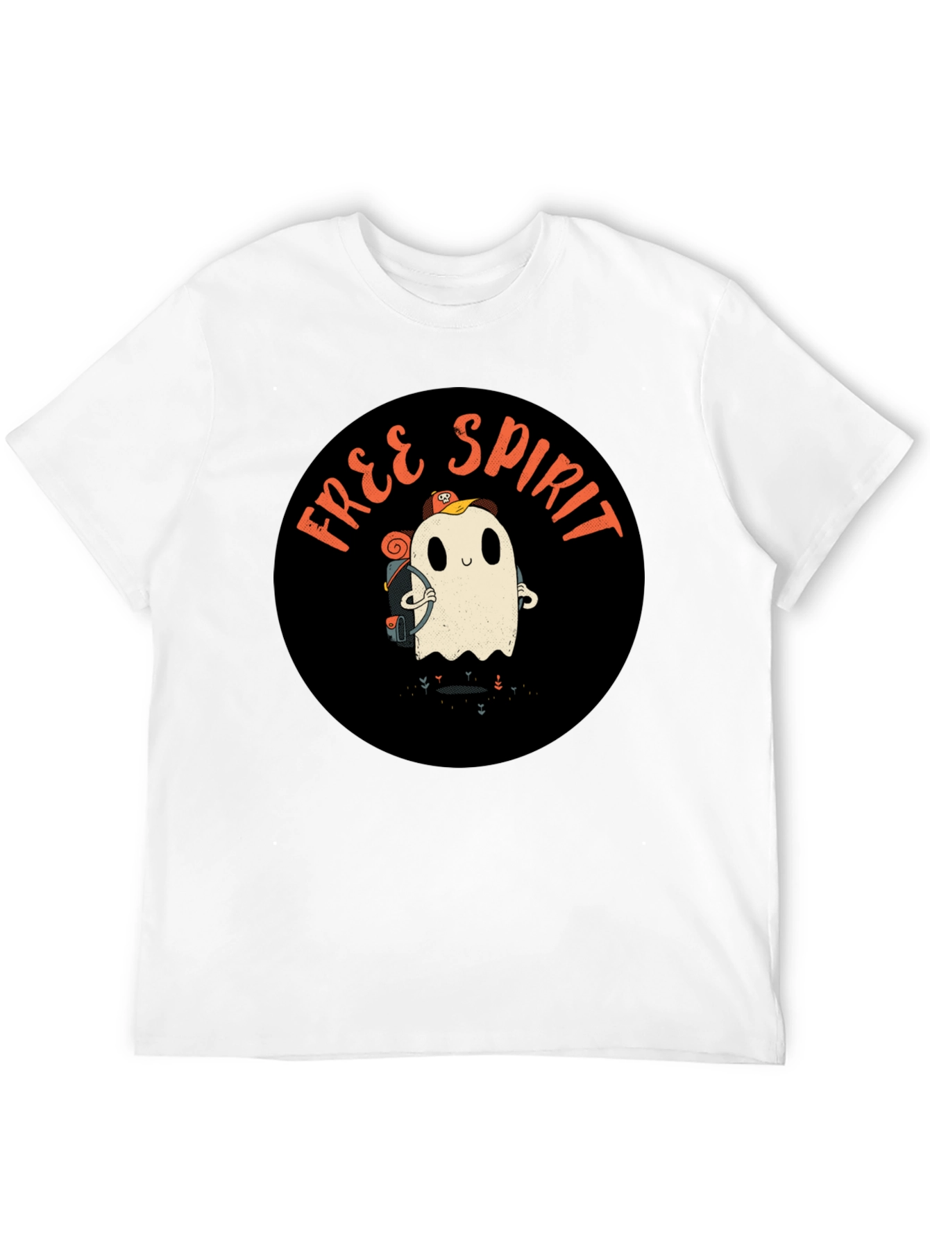 Free Spirit Ghost Graphic Tee - Black Cotton T-Shirt