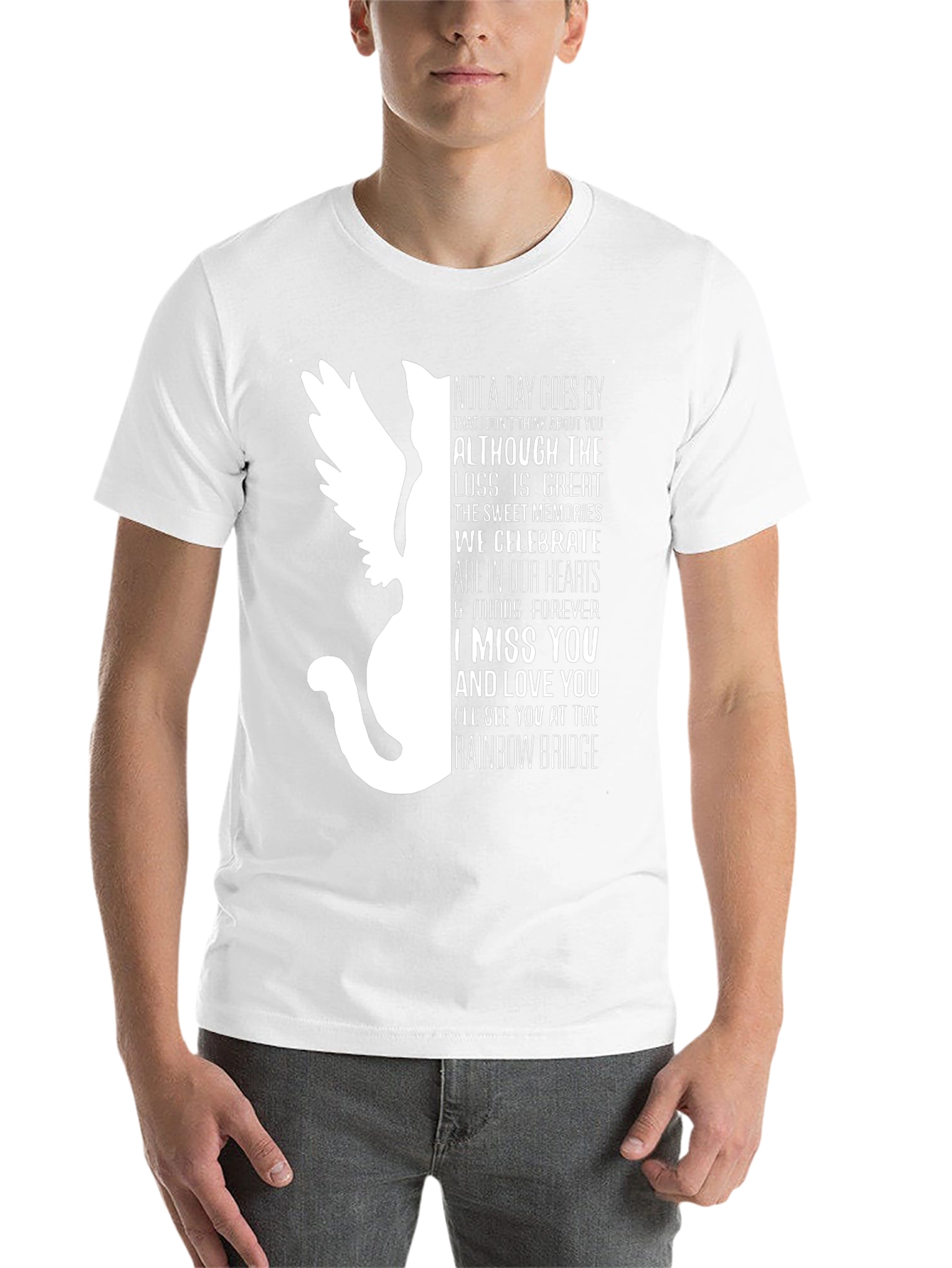Pet Loss Memorial T-Shirt - Rainbow Bridge Cat