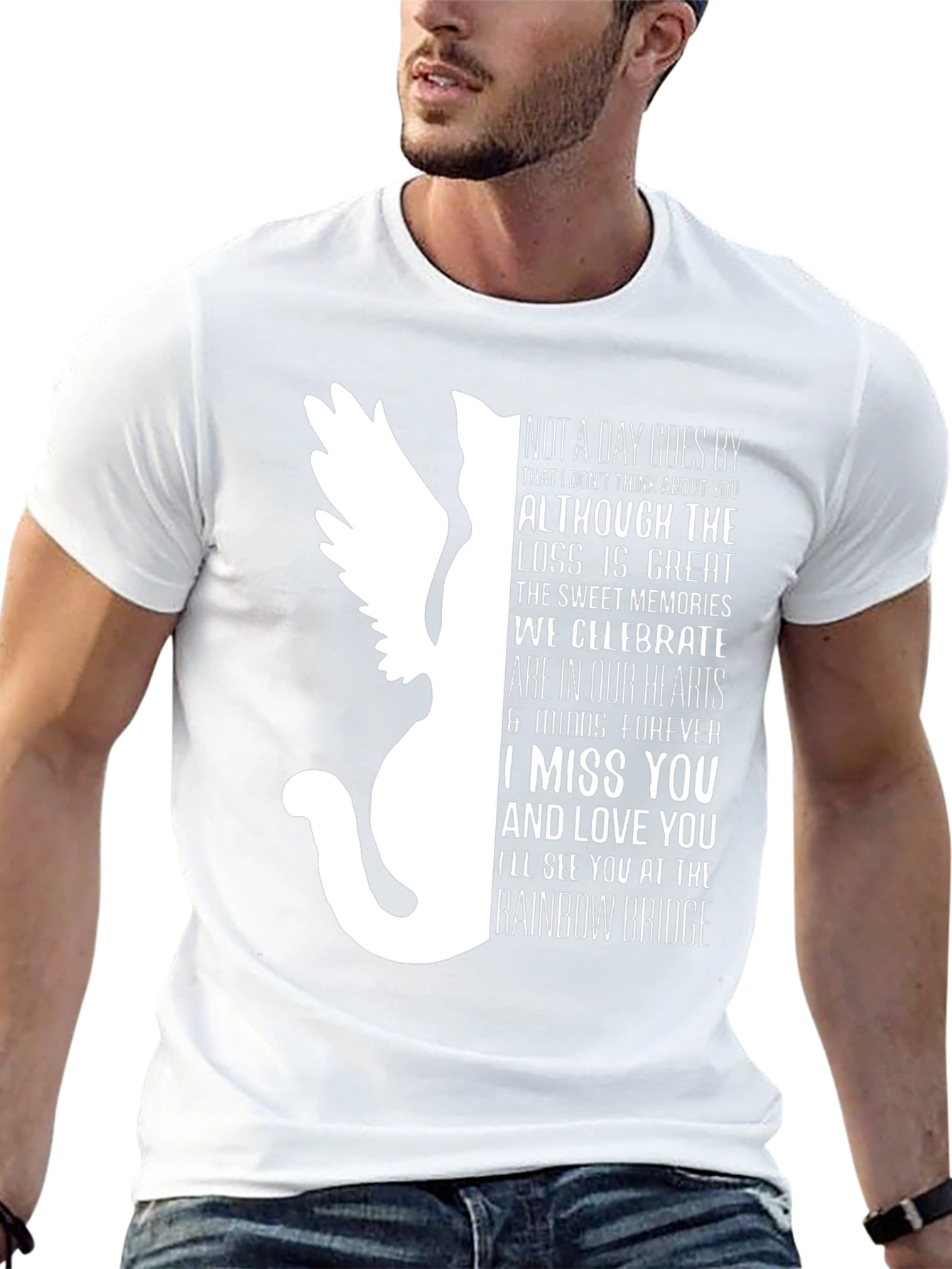 Pet Loss Memorial T-Shirt - Rainbow Bridge Cat