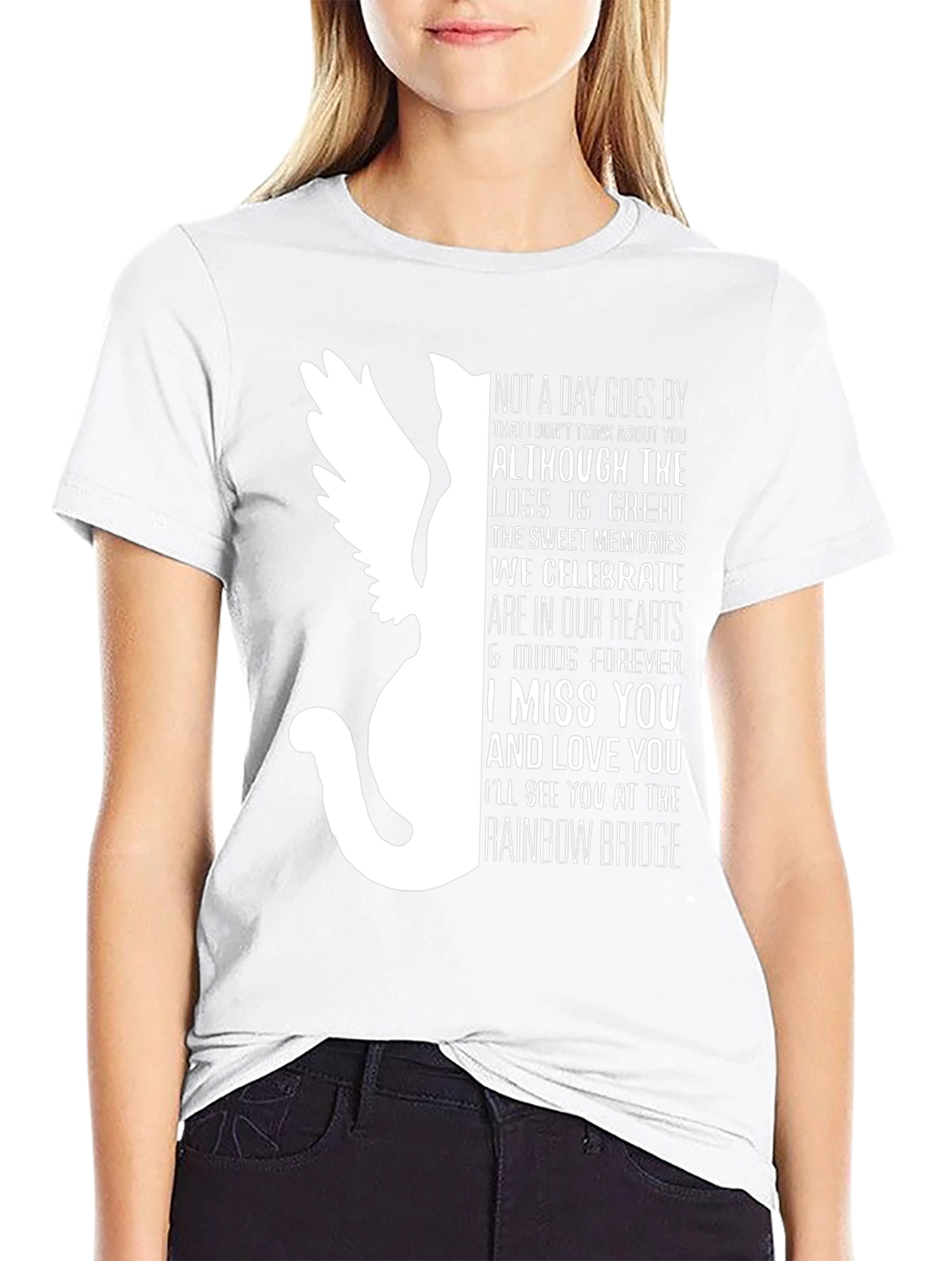 Pet Loss Memorial T-Shirt - Rainbow Bridge Cat