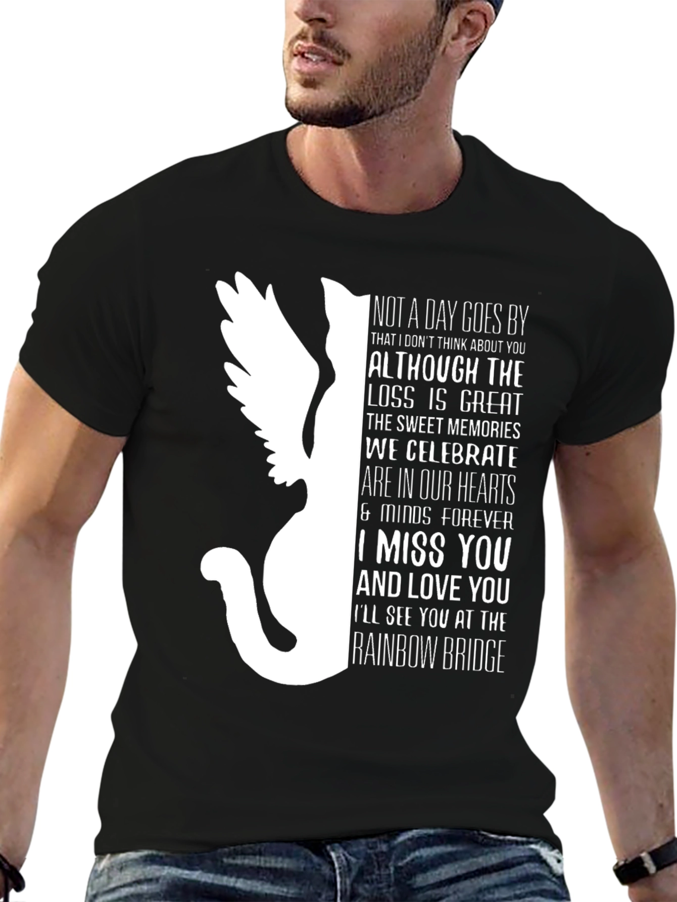 Pet Loss Memorial T-Shirt - Rainbow Bridge Cat