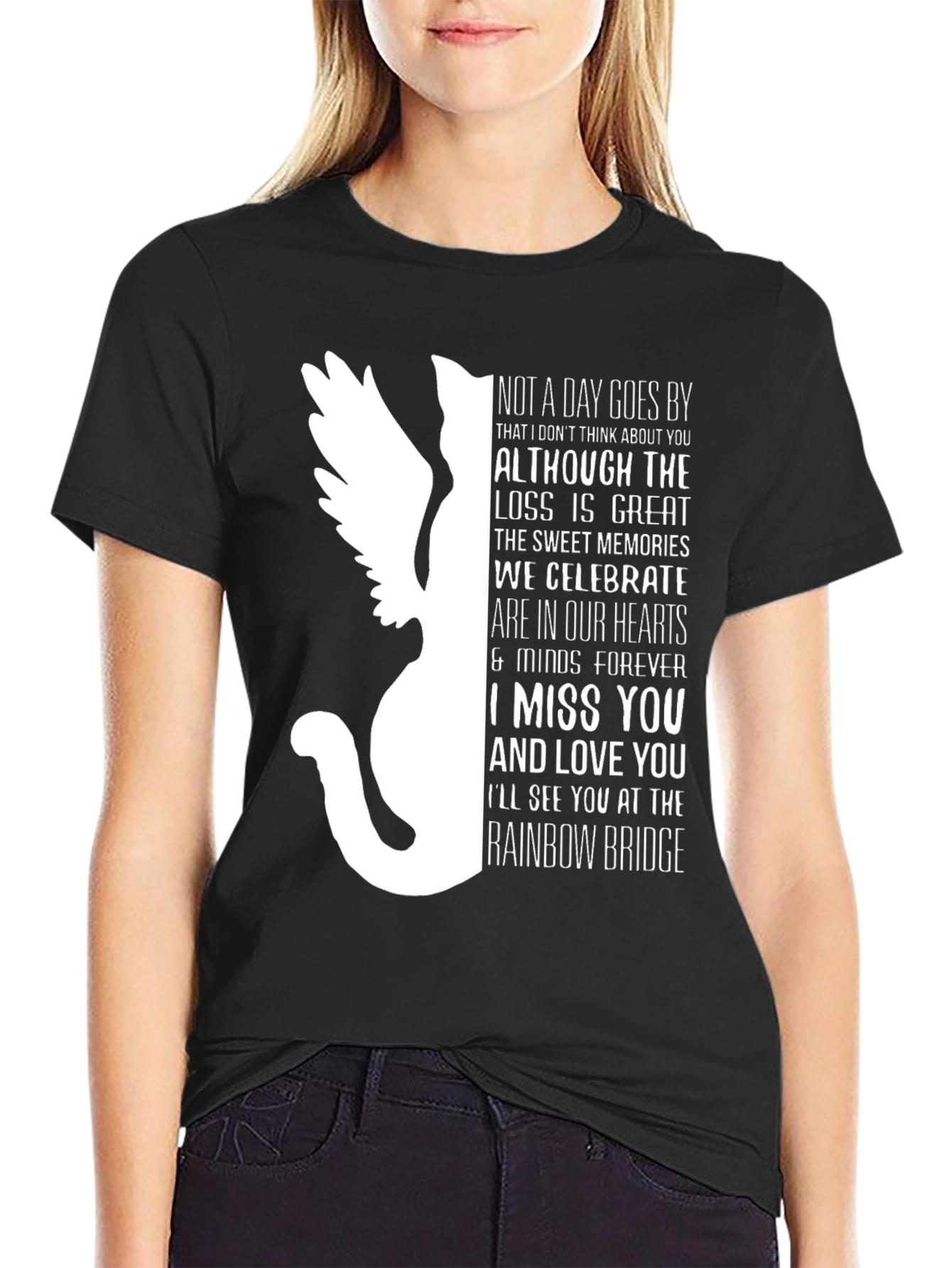 Pet Loss Memorial T-Shirt - Rainbow Bridge Cat
