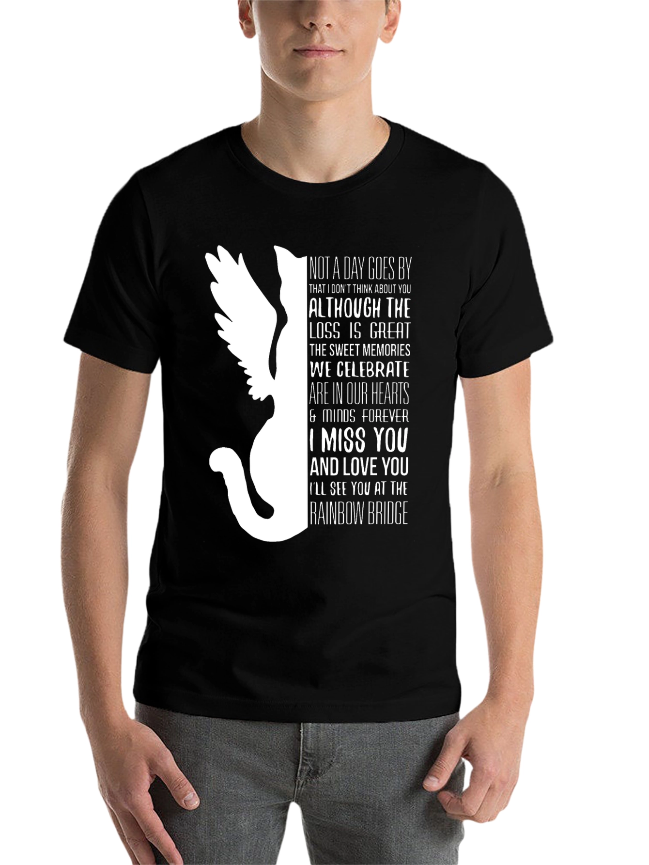 Pet Loss Memorial T-Shirt - Rainbow Bridge Cat
