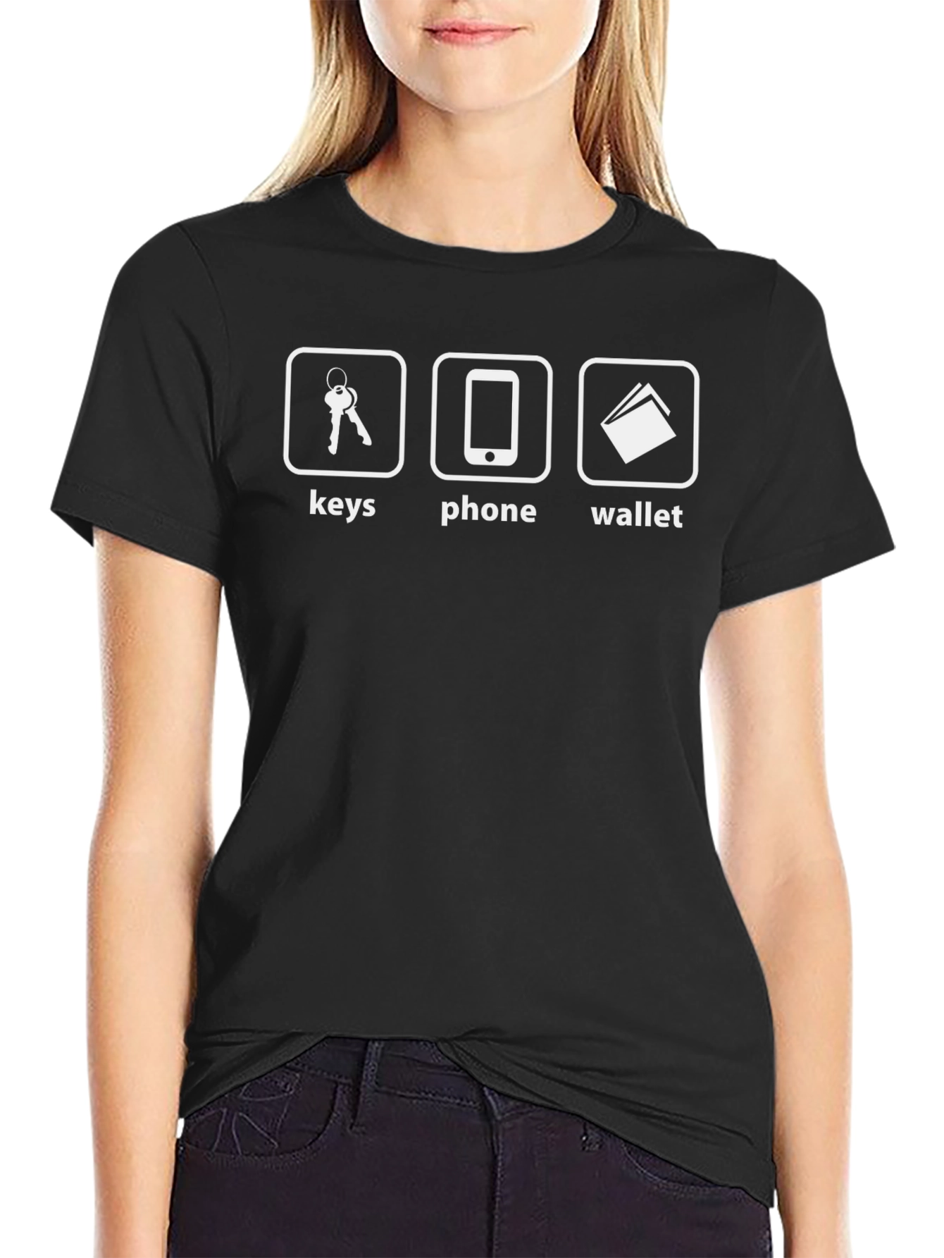 Keys Phone Wallet Mens Black Graphic T-Shirt