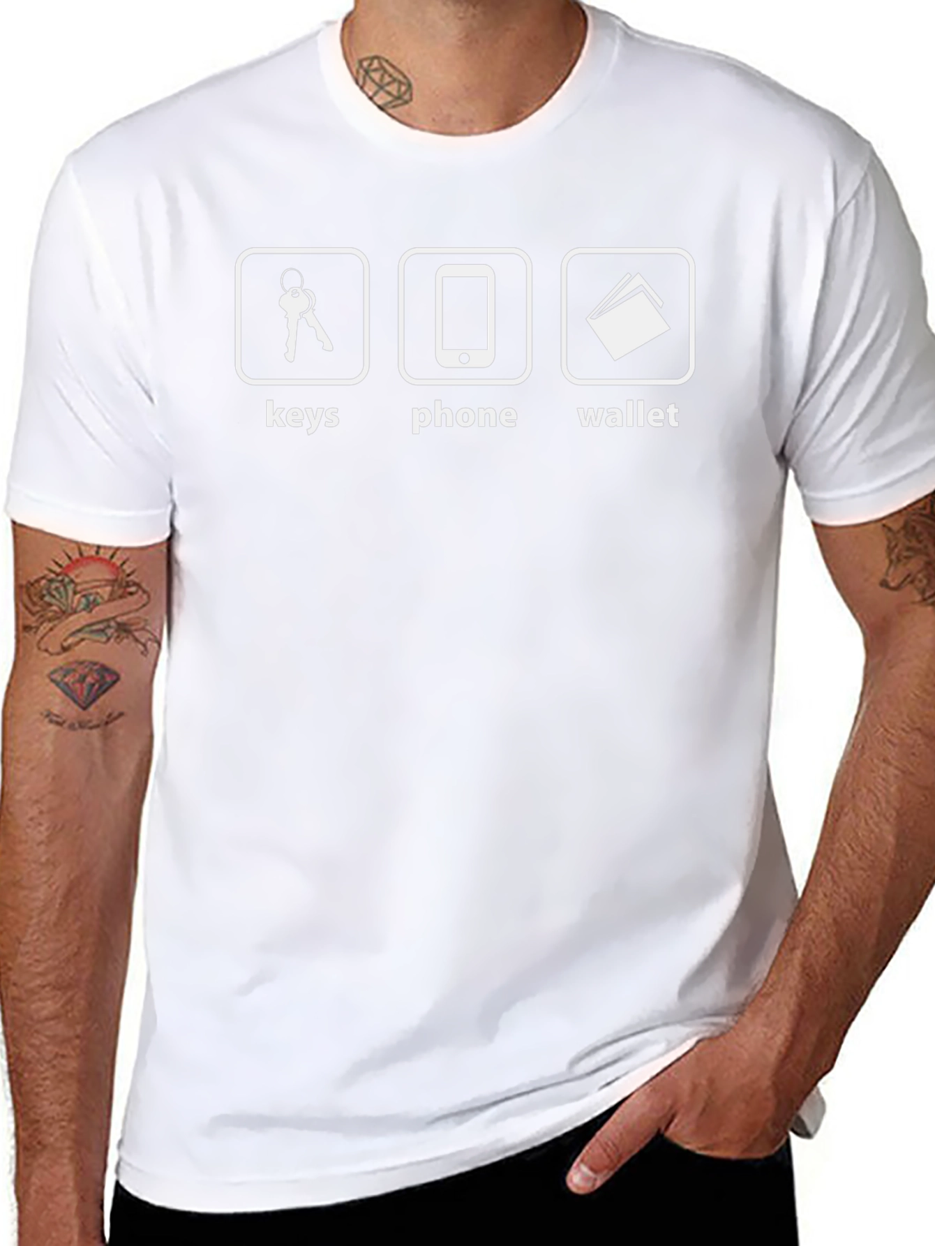 Keys Phone Wallet Mens Black Graphic T-Shirt