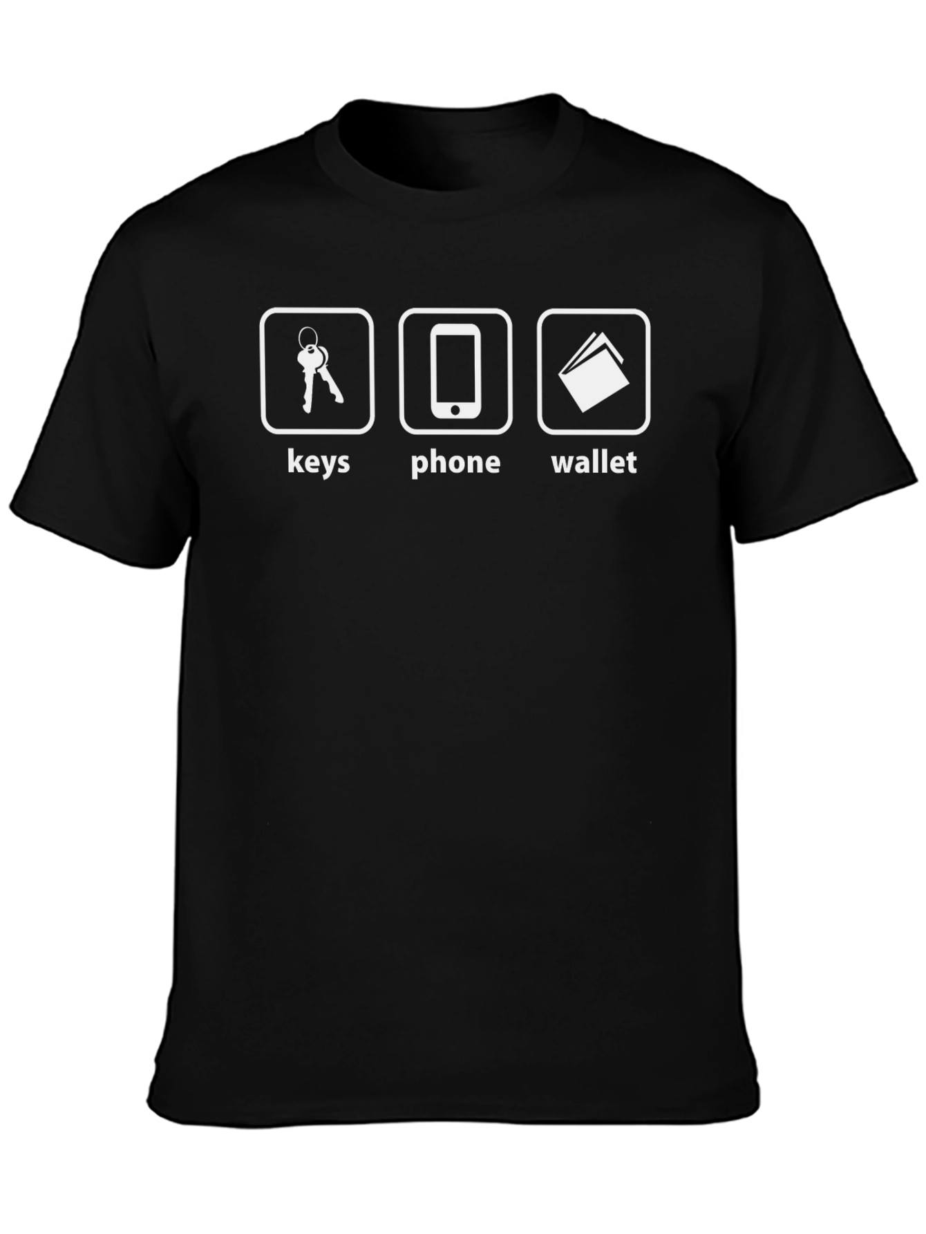 Keys Phone Wallet Mens Black Graphic T-Shirt