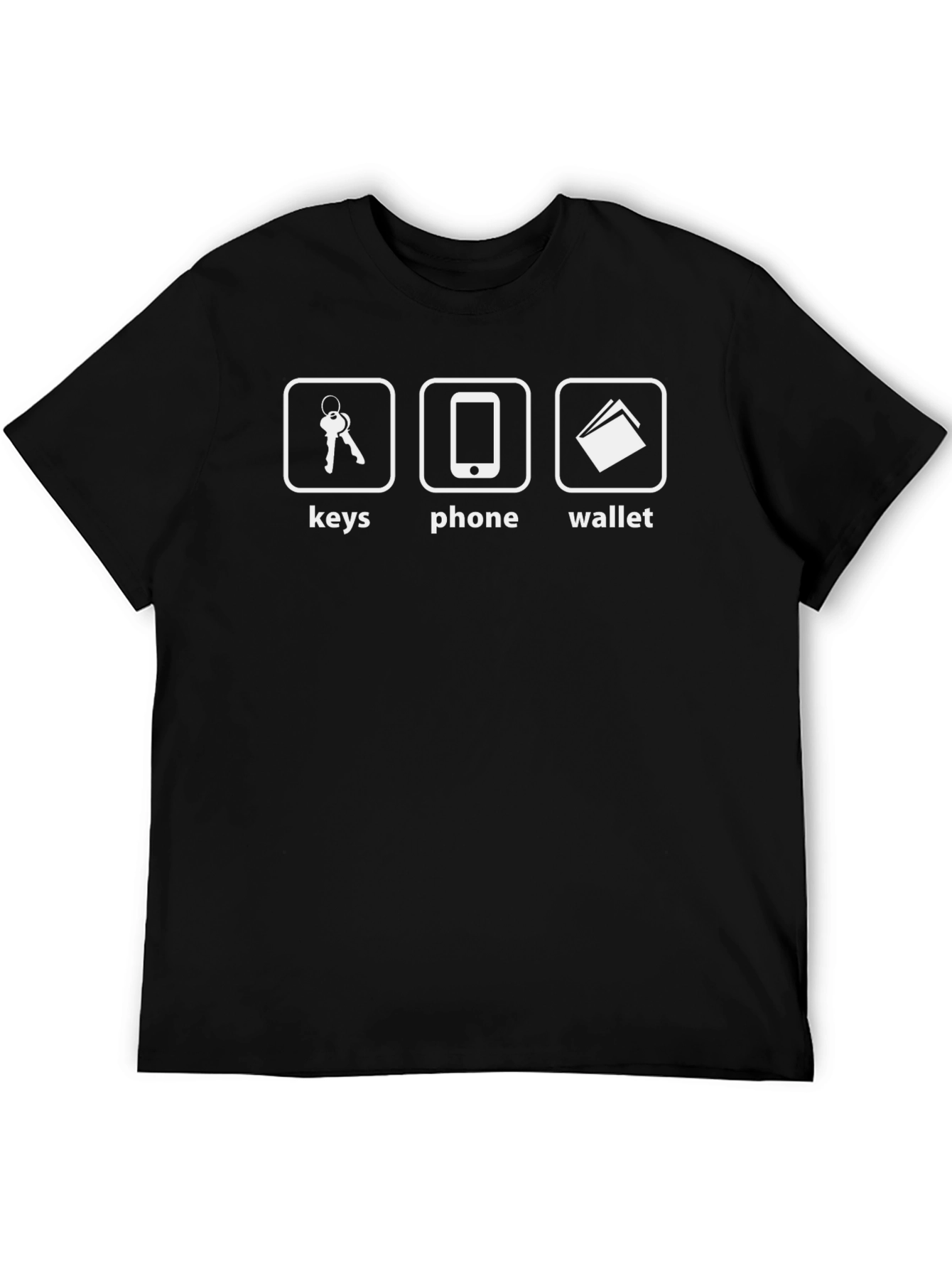 Keys Phone Wallet Mens Black Graphic T-Shirt