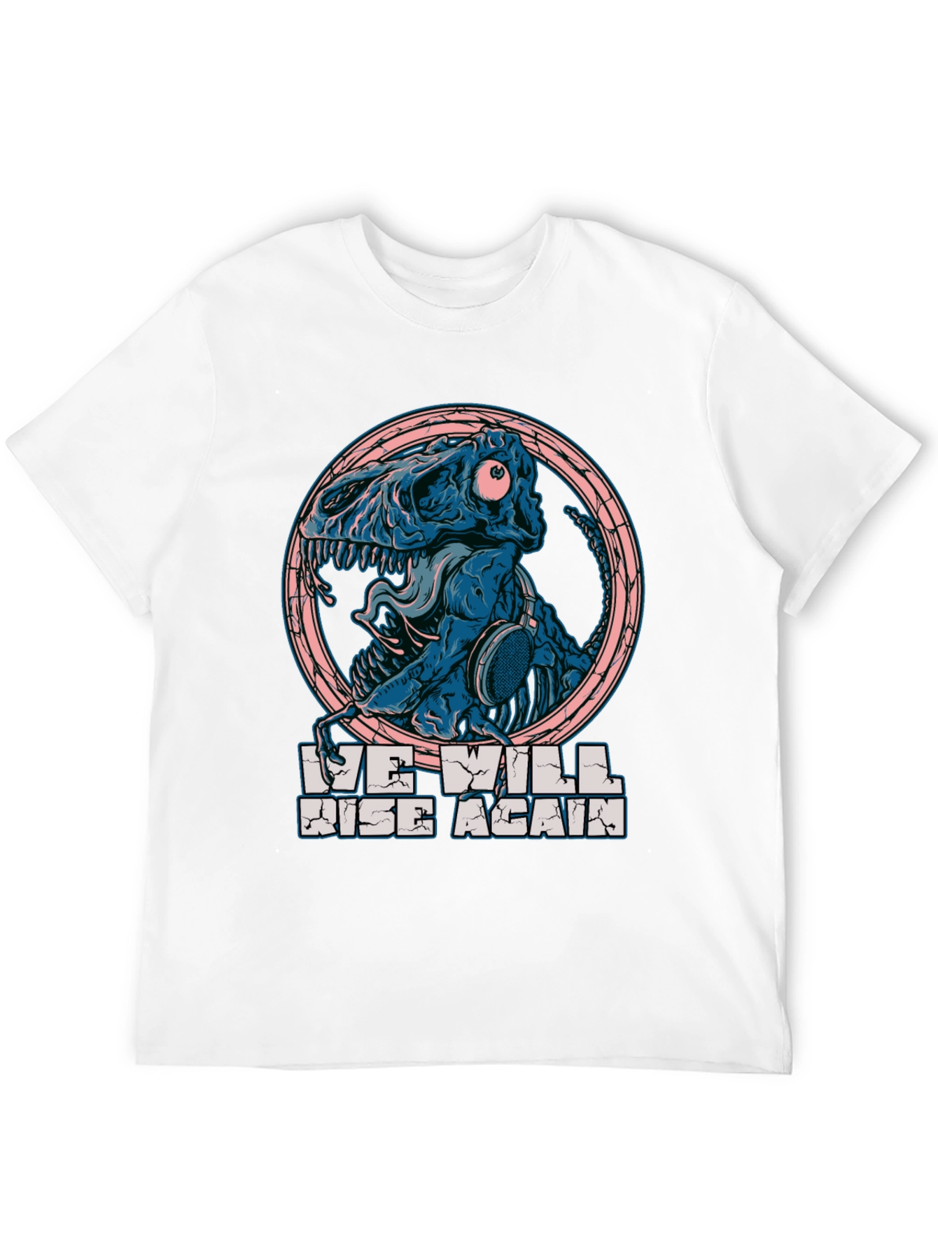 Dino Skull Headphones T-Shirt - We Will Rise Again