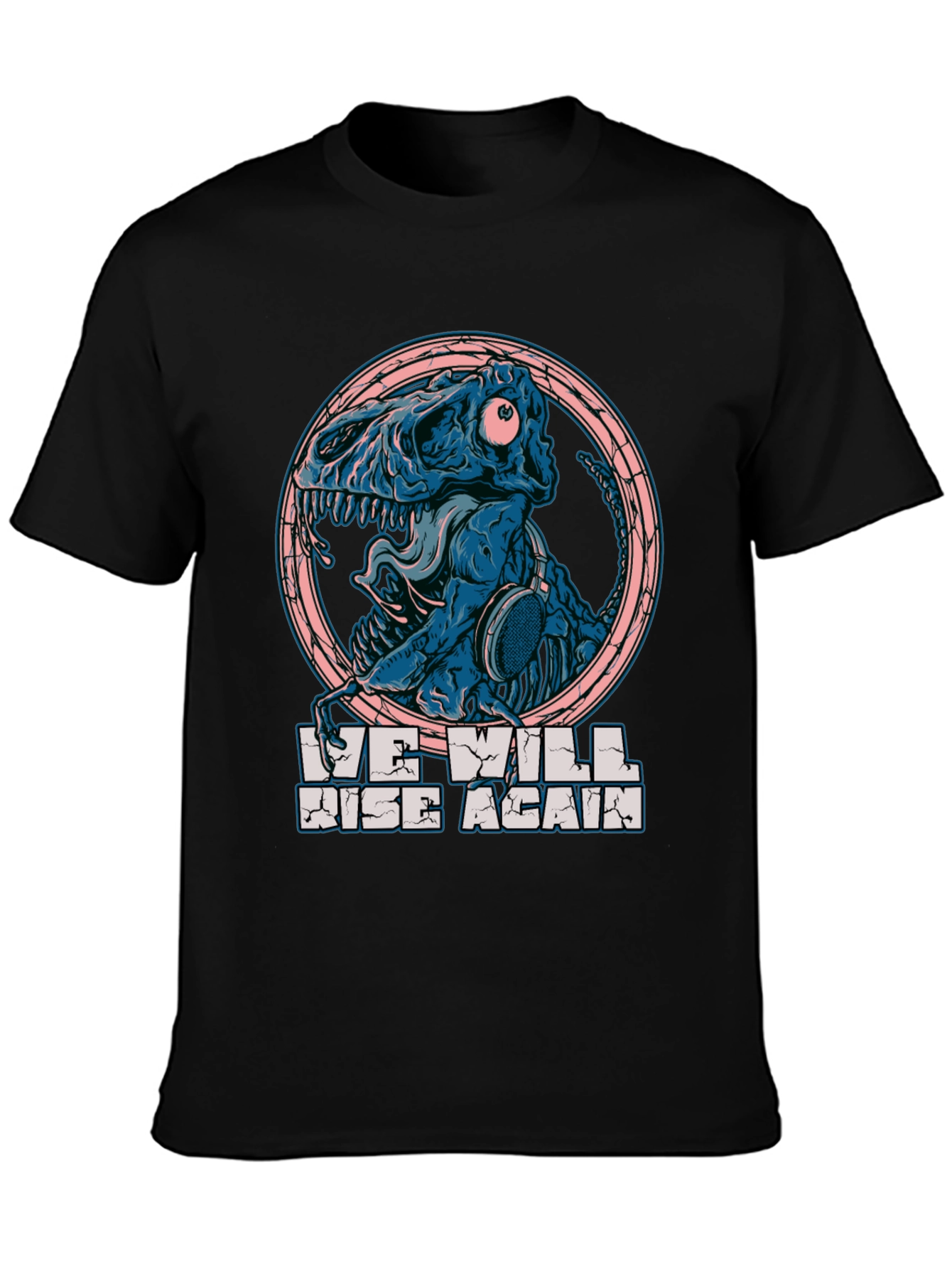 Dino Skull Headphones T-Shirt - We Will Rise Again