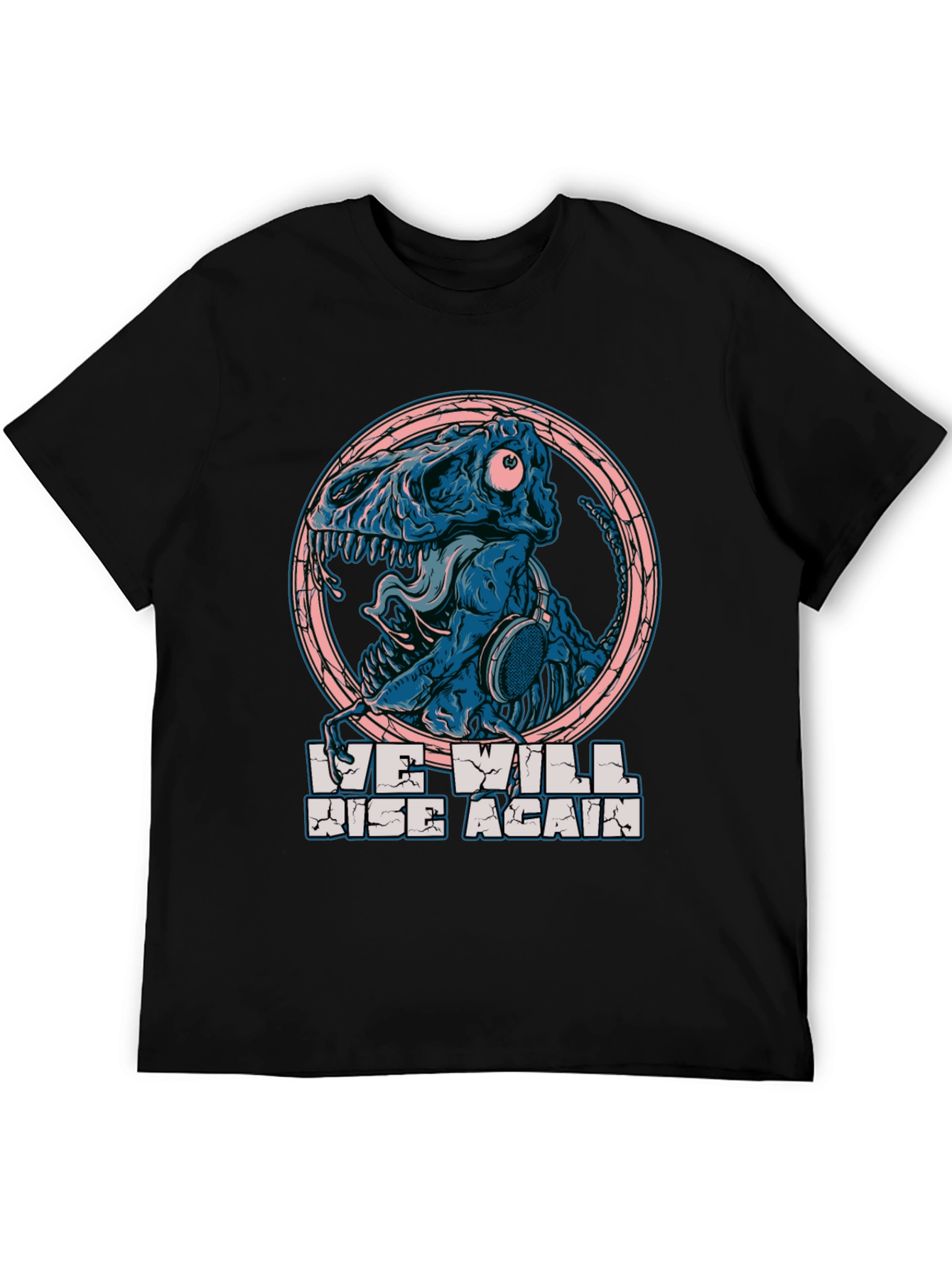 Dino Skull Headphones T-Shirt - We Will Rise Again