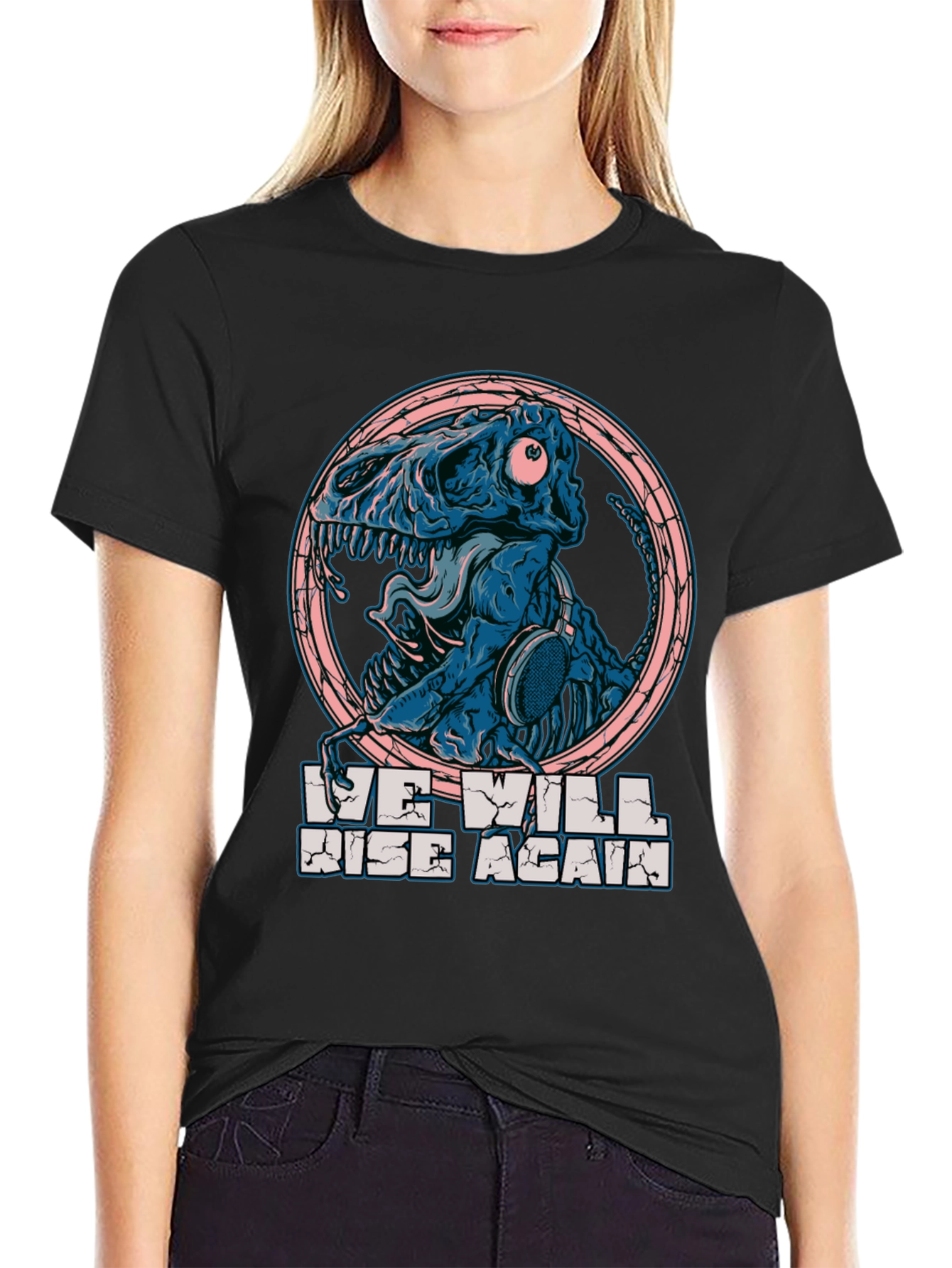 Dino Skull Headphones T-Shirt - We Will Rise Again