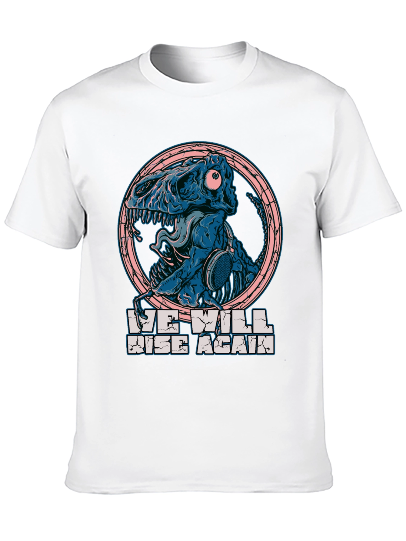 Dino Skull Headphones T-Shirt - We Will Rise Again