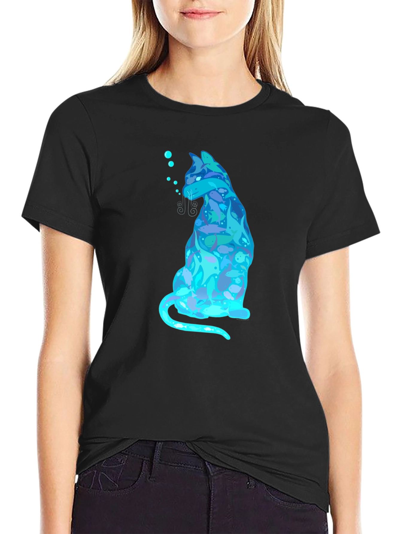 Cool Cat Fish T-Shirt - Black