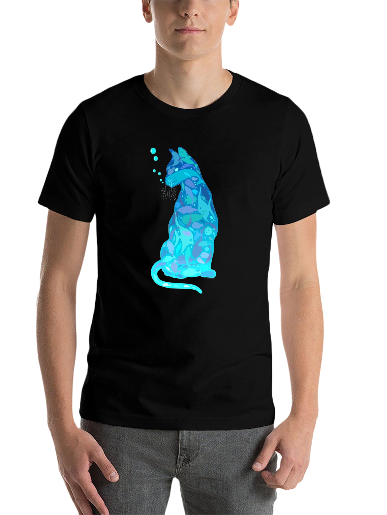 Cool Cat Fish T-Shirt - Black