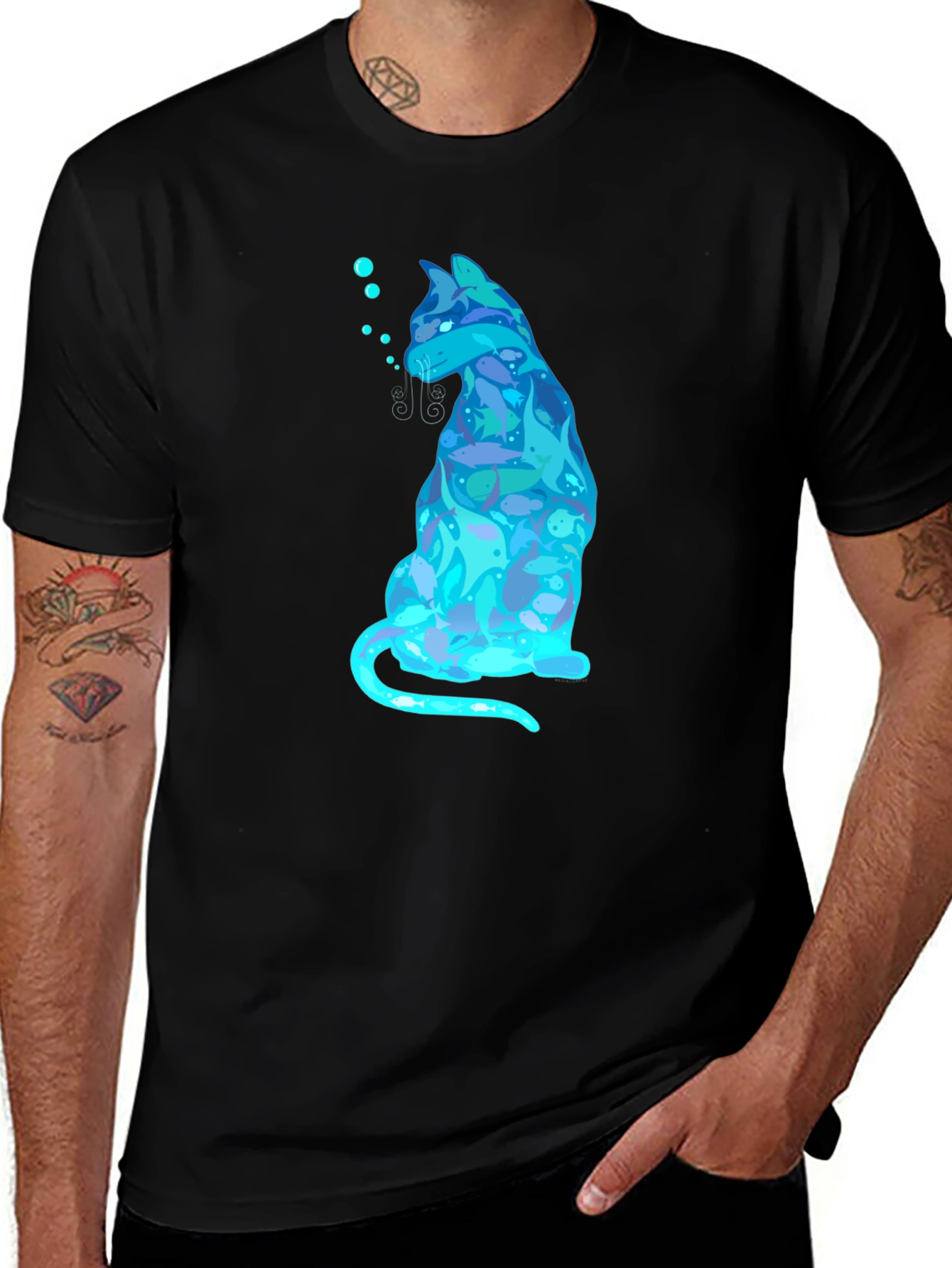 Cool Cat Fish T-Shirt - Black