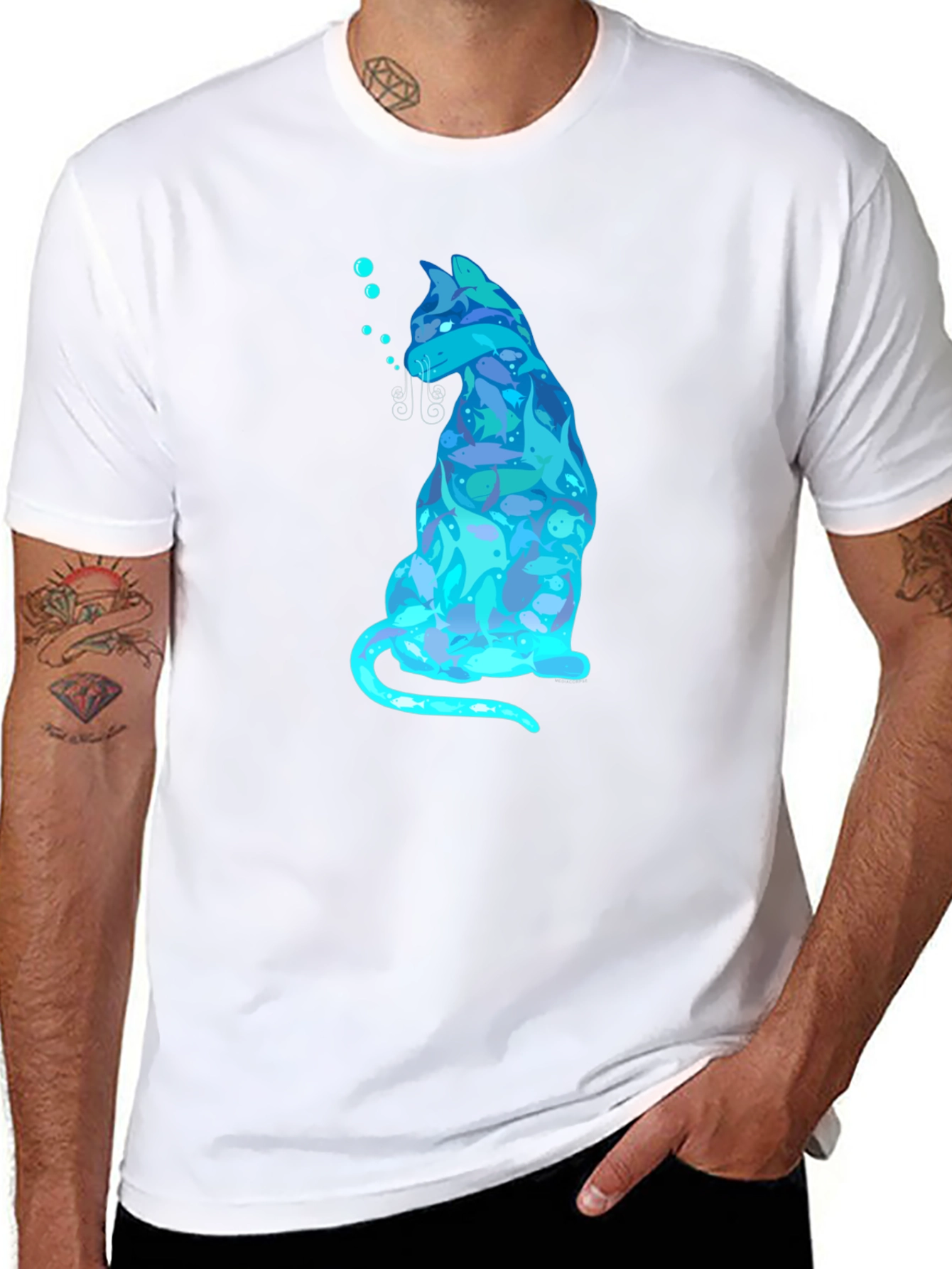 Cool Cat Fish T-Shirt - Black