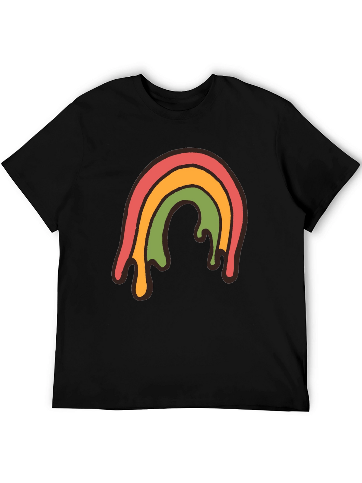 Retro Rainbow Drip Graphic Tee - Unisex Black T-Shirt
