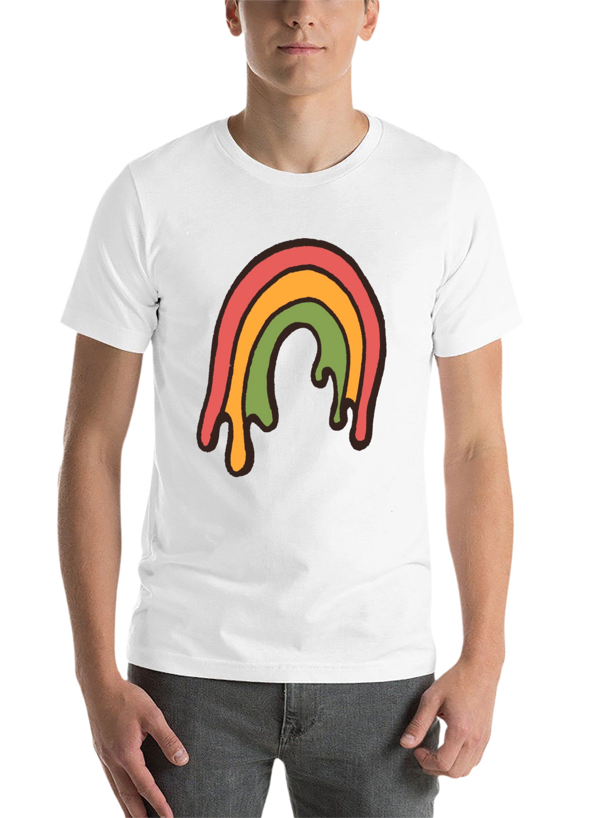Retro Rainbow Drip Graphic Tee - Unisex Black T-Shirt
