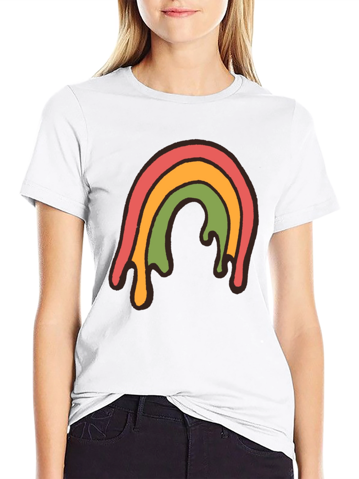 Retro Rainbow Drip Graphic Tee - Unisex Black T-Shirt
