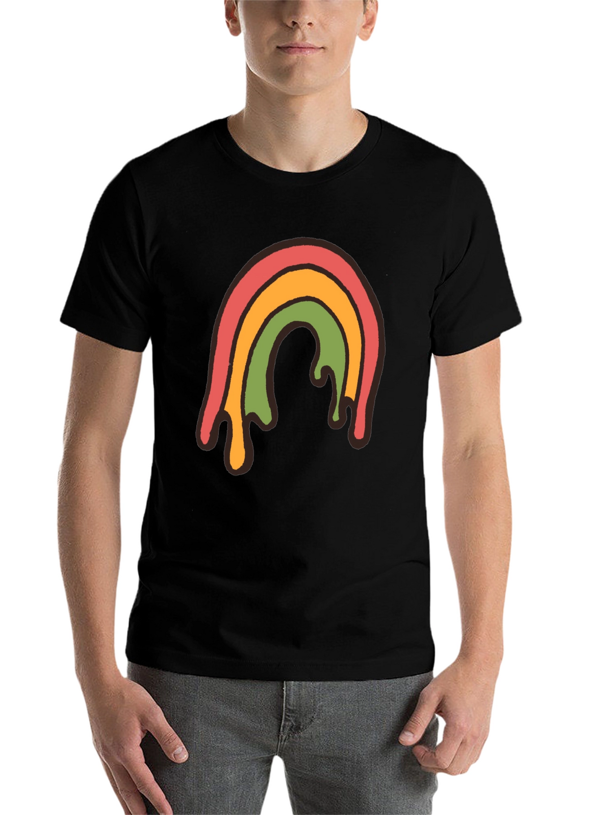 Retro Rainbow Drip Graphic Tee - Unisex Black T-Shirt