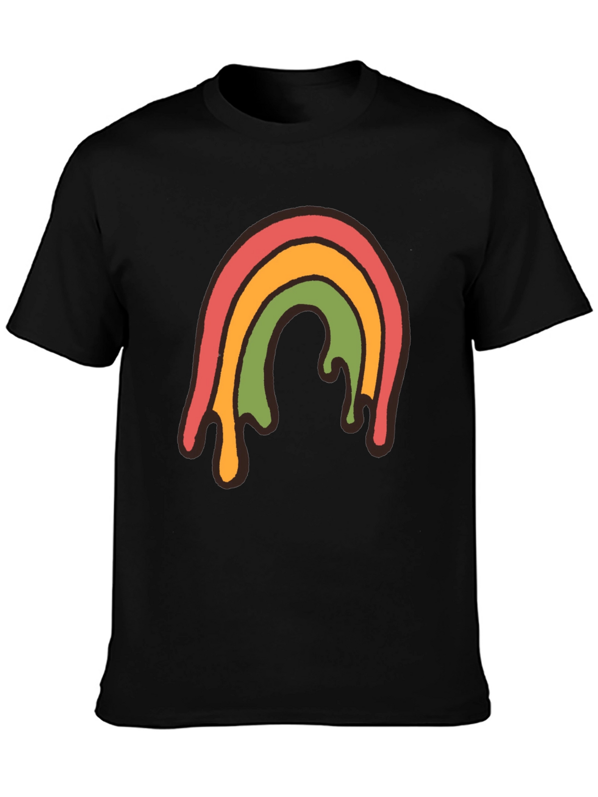 Retro Rainbow Drip Graphic Tee - Unisex Black T-Shirt